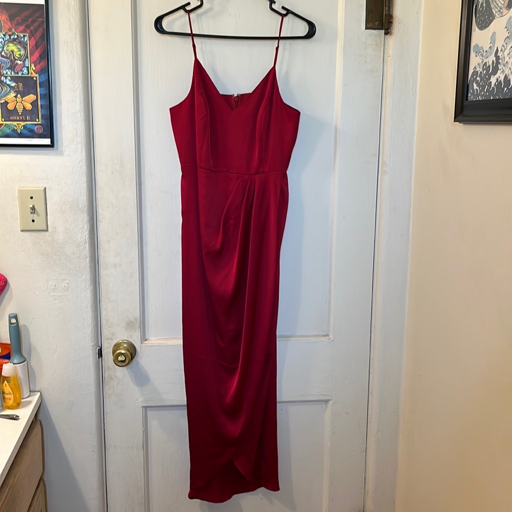 Long Red Satin Dress